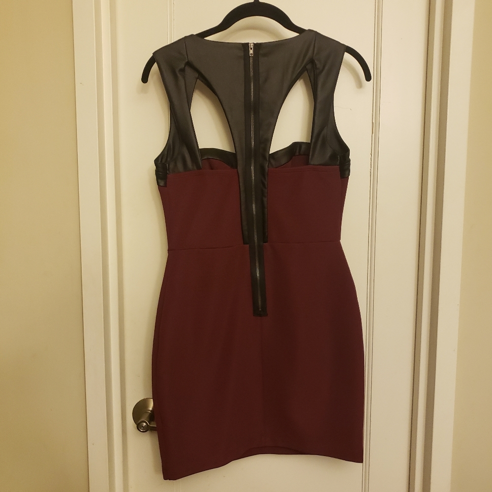 Material Girl Bustier Bodycon Dress Burgundy - Picture 4 of 6